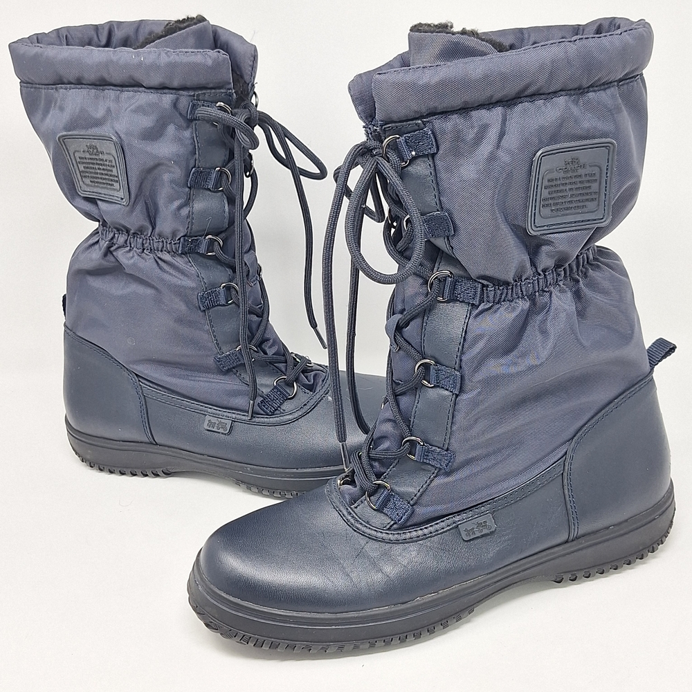 Coach Navy Winter Boots Teddy Bear Lining A9177 Sage
